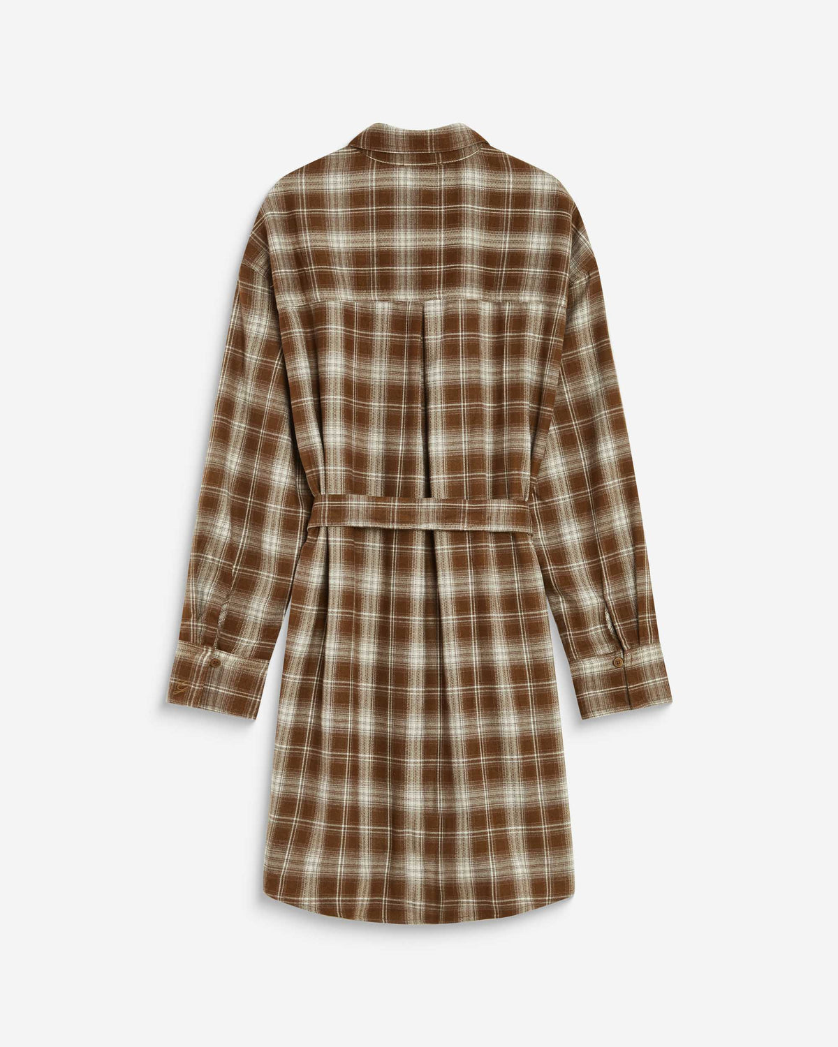 Robe chemise courte à carreaux ceinturée coffee Amaya