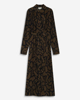 Robe chemise longue ceinturée à motif kaki Aveline
