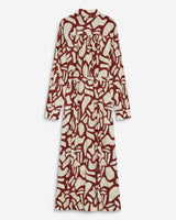 Robe chemise longue ceinturée à motif terracotta Aveline