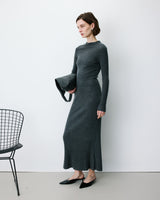 Robe pull longue col montant anthracite Alexandra