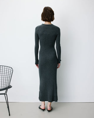 Robe pull longue col montant anthracite Alexandra