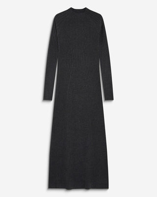 Robe pull longue col montant anthracite Alexandra