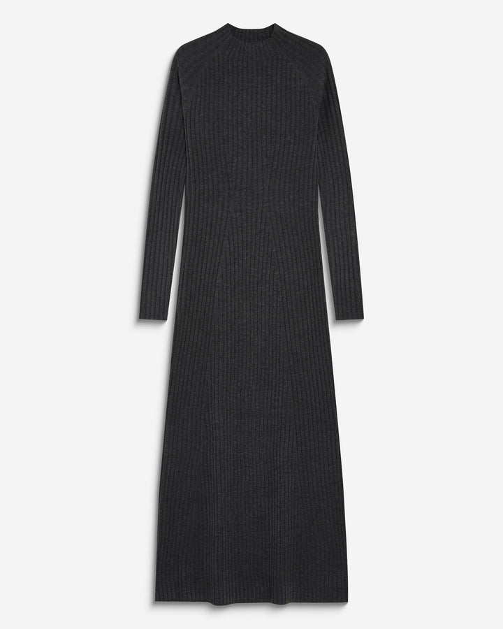 Robe pull longue col montant anthracite Alexandra