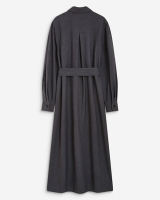 Robe chemise longue cintrée à la taille anthracite Arella