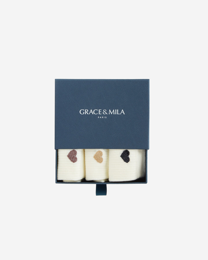 Chaussettes cœurs en lurex multico Asteria