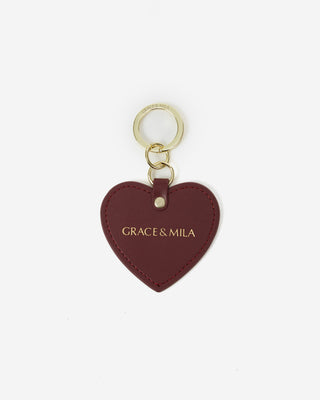 Porte-clés cœur en cuir cherry Aria