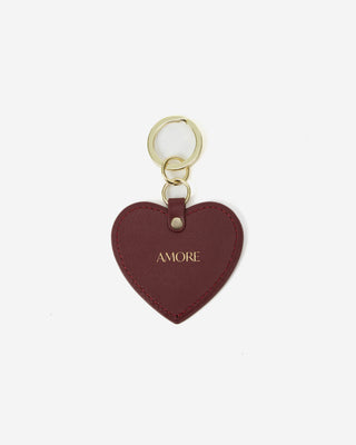 Porte-clés cœur en cuir cherry Aria