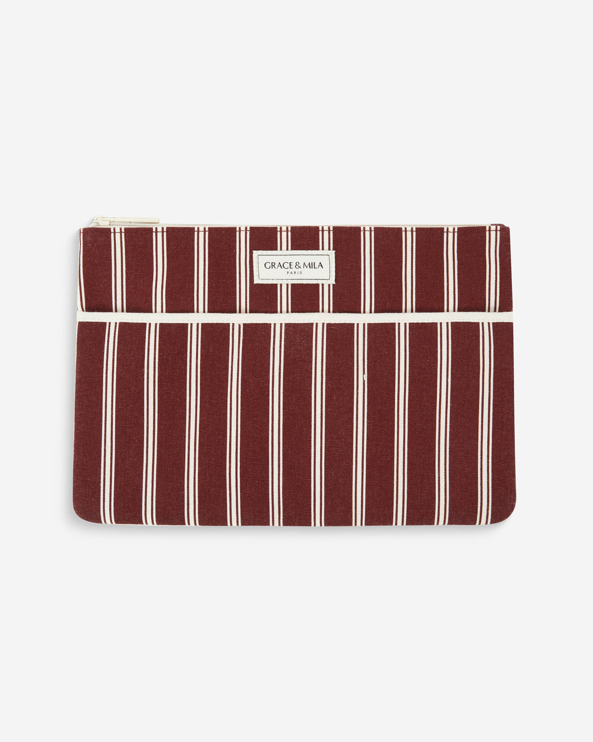 Pochette d'ordinateur en toile rayée cherry Alina