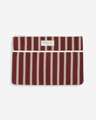 Pochette d'ordinateur en toile rayée cherry Alina