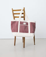 Tote bag large en toile rayée cherry Aspen
