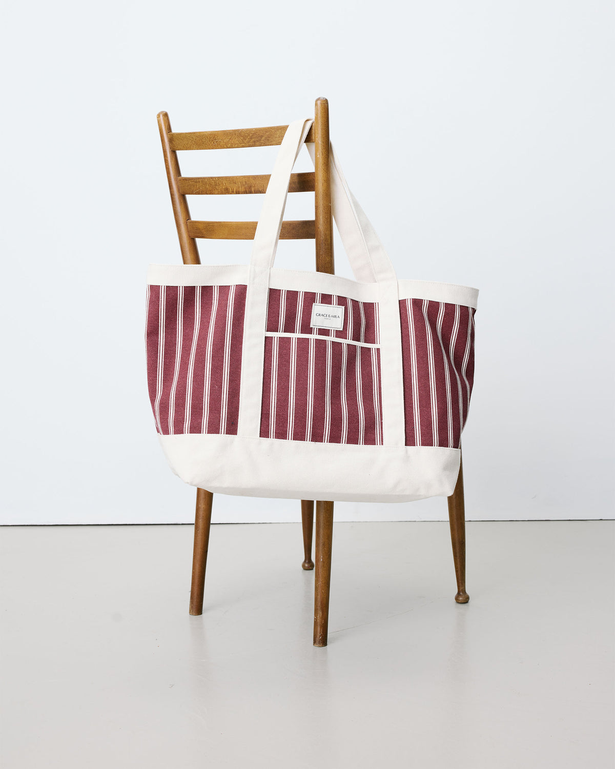 Tote bag large en toile rayée cherry Aspen