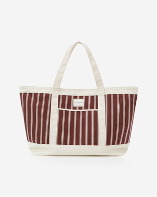 Tote bag large en toile rayée cherry Aspen