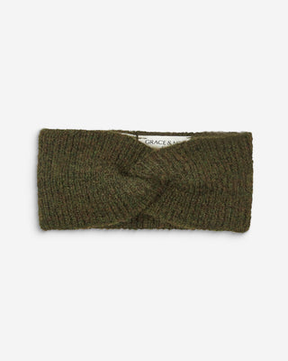 Bandeau croisé en maille kaki Auden