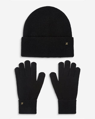 Duo bonnet et gants en maille noir Anicet