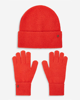 Duo bonnet et gants en maille sanguine Anicet