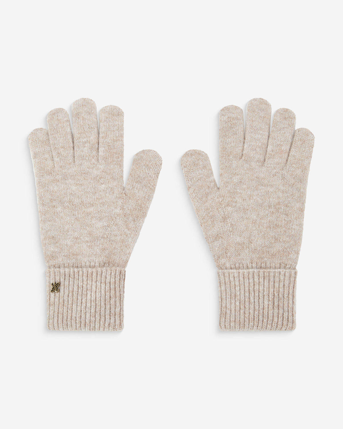 Knit beanie and gloves set taupe Anicet