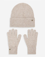 Knit beanie and gloves set taupe Anicet