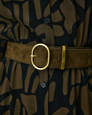 Ceinture en suédine boucle doré kaki Swinton