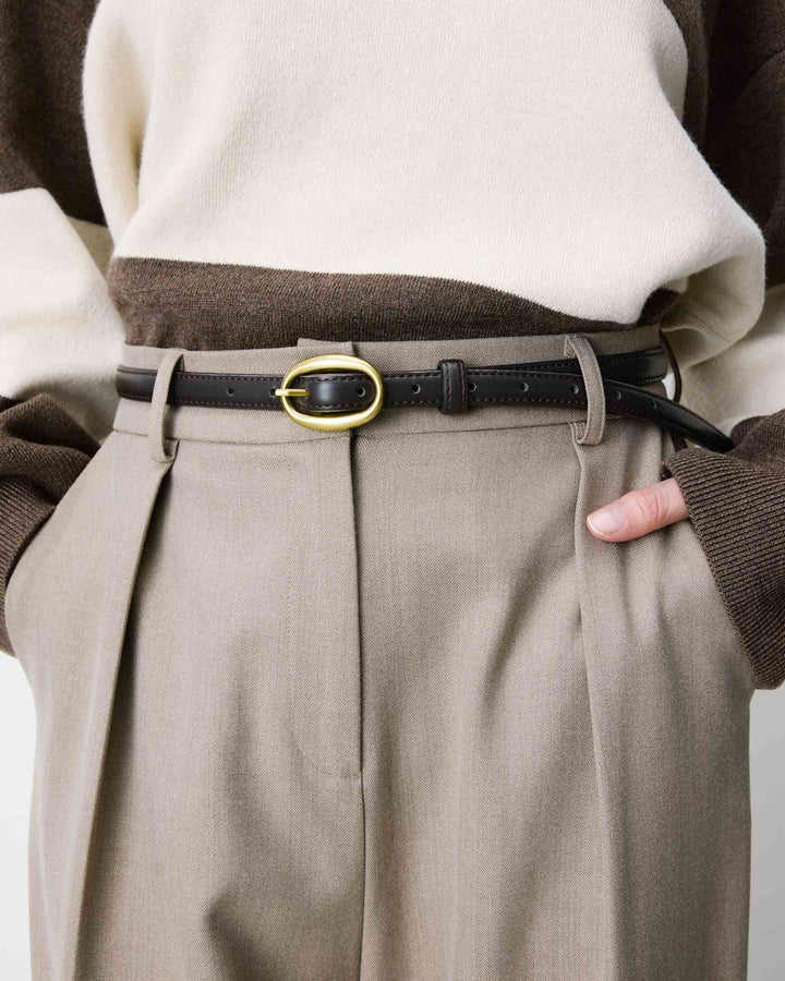 Ceinture fine en similicuir chocolat Abel