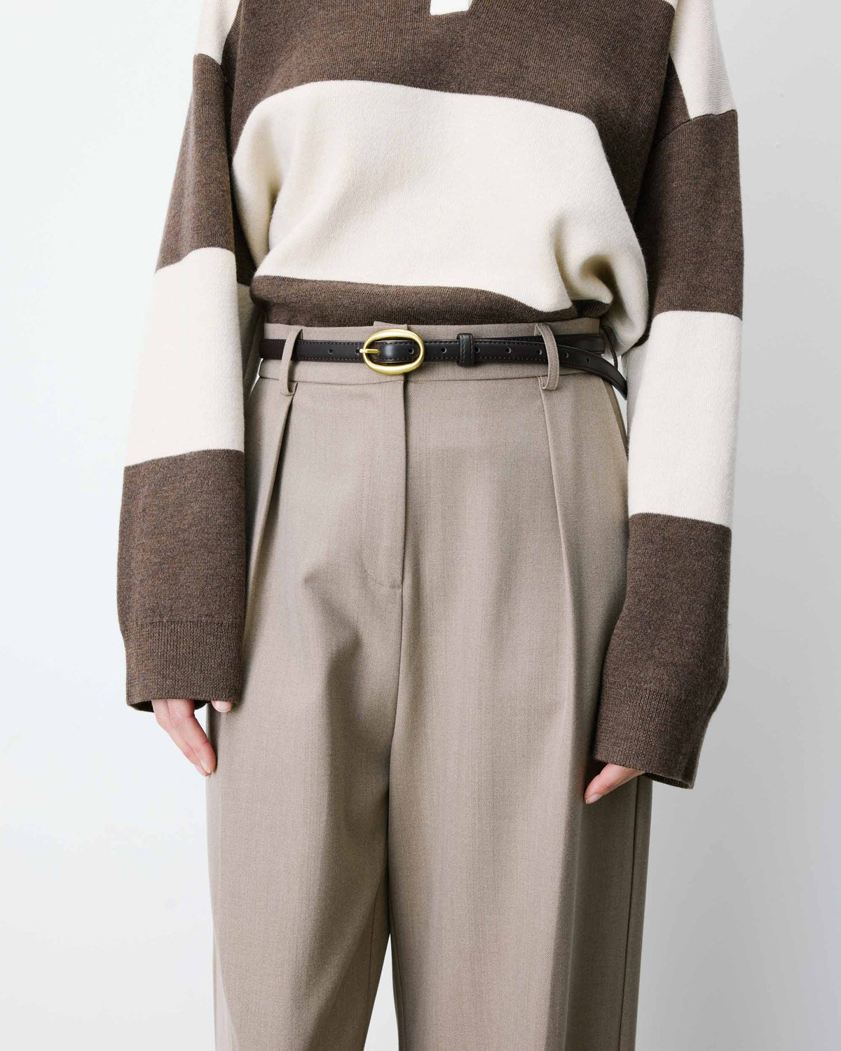 Ceinture fine en similicuir chocolat Abel