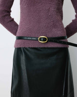 Ceinture fine en similicuir noir Abel