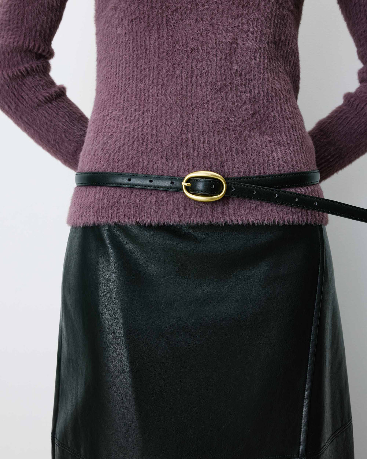 Ceinture fine en similicuir noir Abel