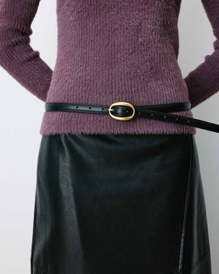 Ceinture fine en similicuir noir Abel