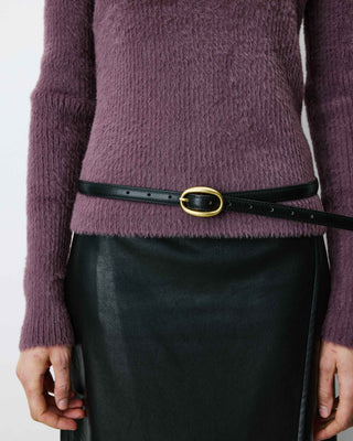 Ceinture fine en similicuir noir Abel