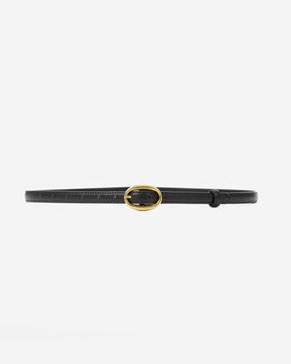 Ceinture fine en similicuir noir Abel