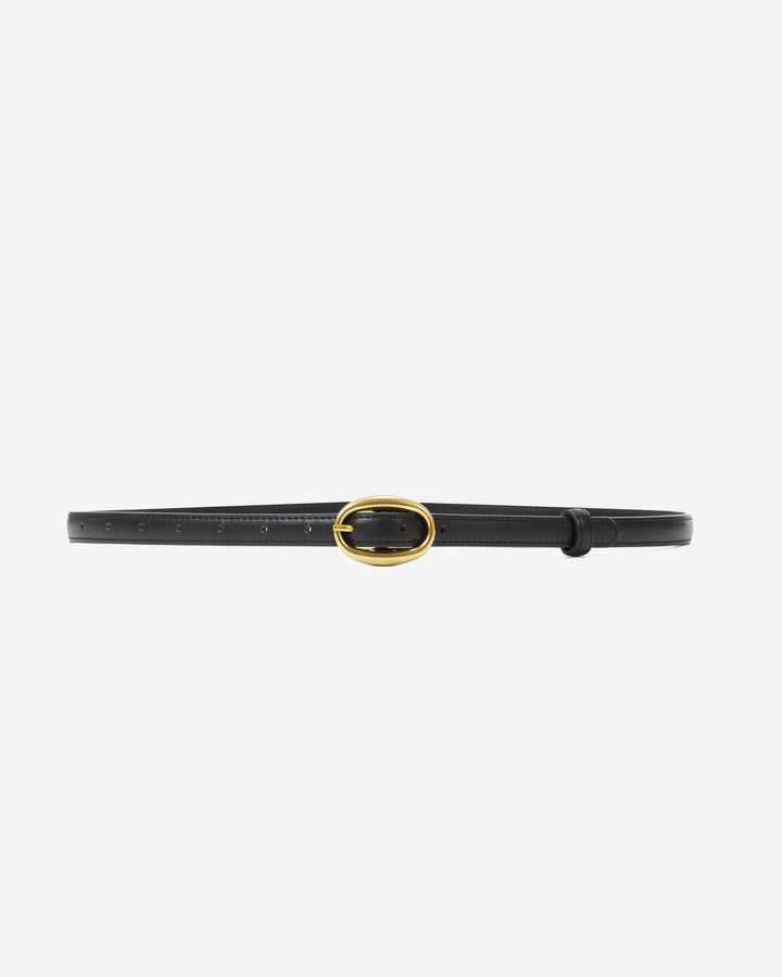 Ceinture fine en similicuir noir Abel