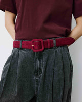 Ceinture en suédine boucle carrée assortie cherry Alvaro