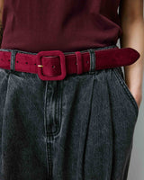 Ceinture en suédine boucle carrée assortie cherry Alvaro