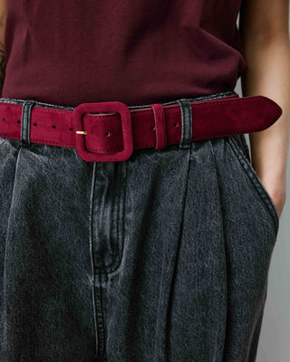 Ceinture en suédine boucle carrée assortie cherry Alvaro