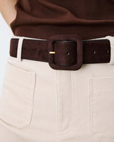 Ceinture en suédine boucle carrée assortie chocolat Alvaro