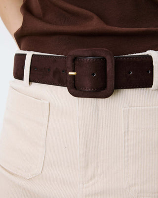 Ceinture en suédine boucle carrée assortie chocolat Alvaro