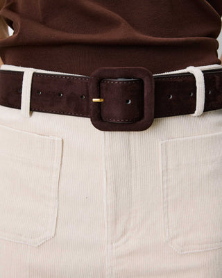 Ceinture en suédine boucle carrée assortie chocolat Alvaro