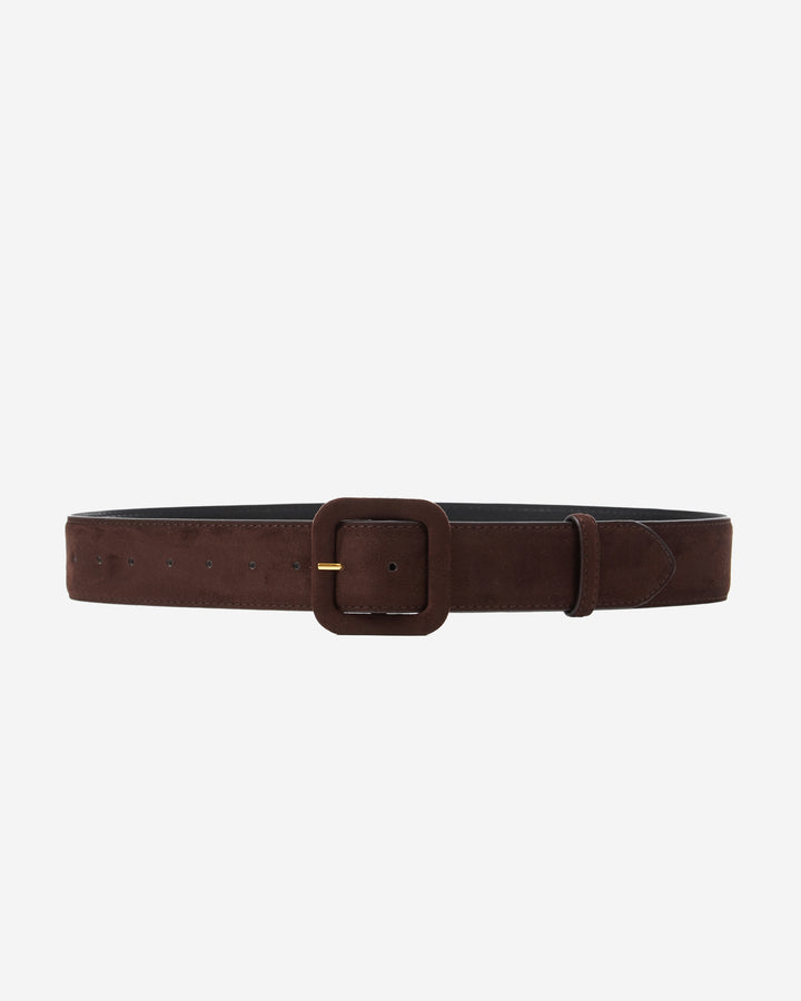 Ceinture en suédine boucle carrée assortie chocolat Alvaro