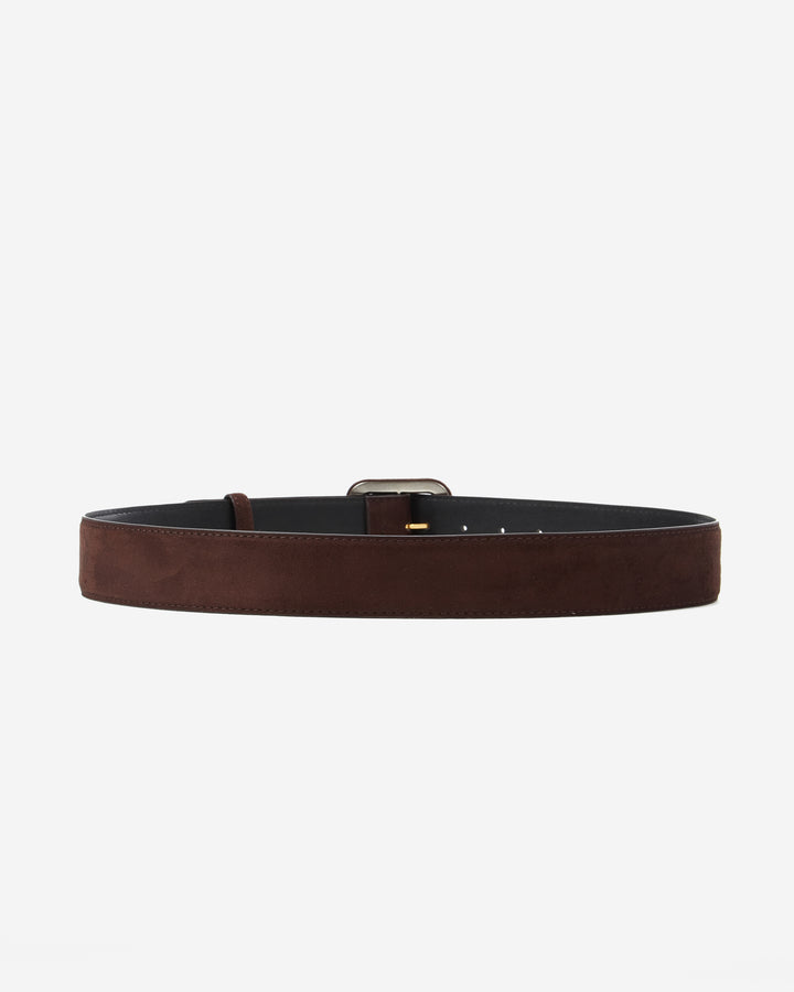 Ceinture en suédine boucle carrée assortie chocolat Alvaro