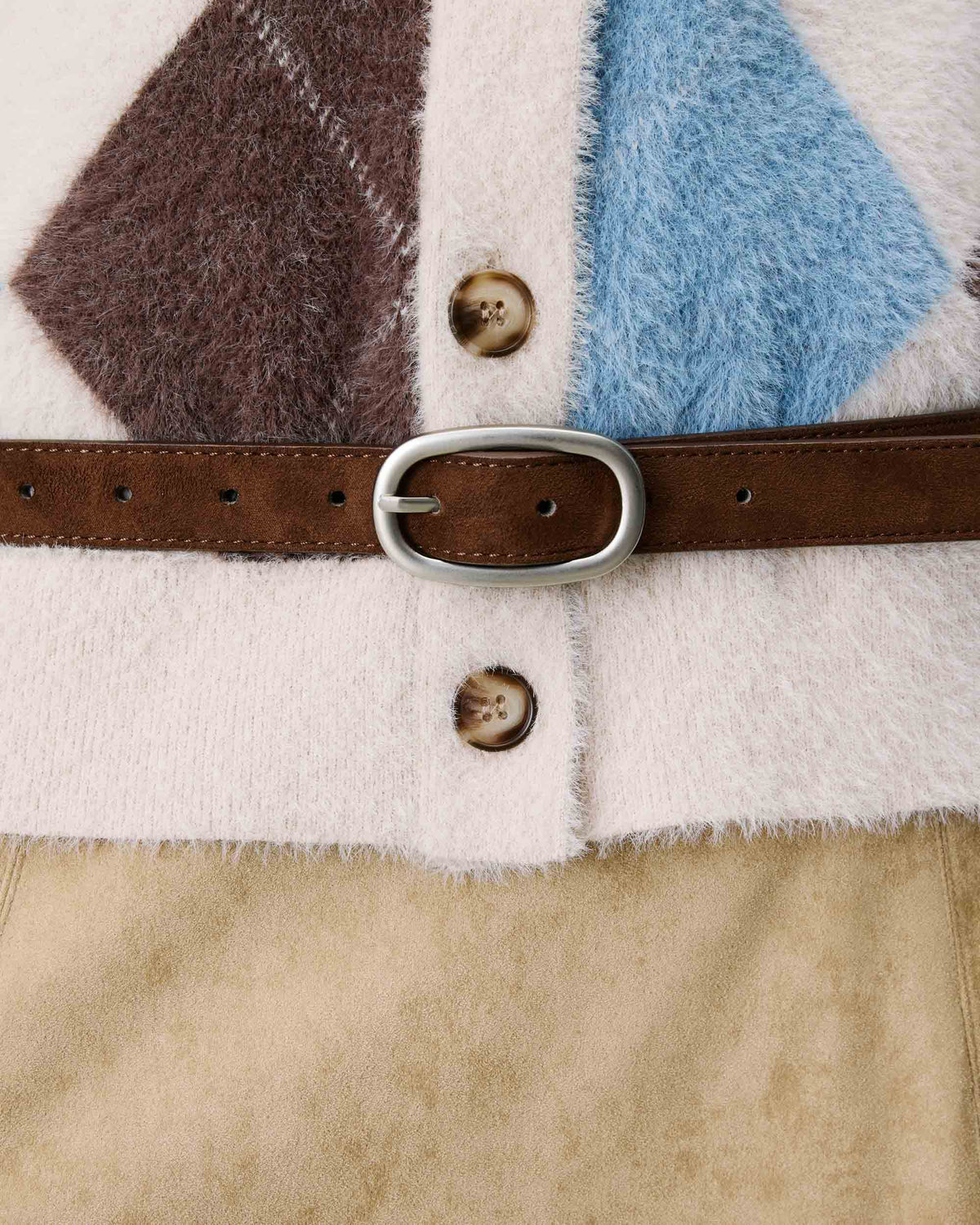 Ceinture en suédine boucle argenté chocolat Abbey