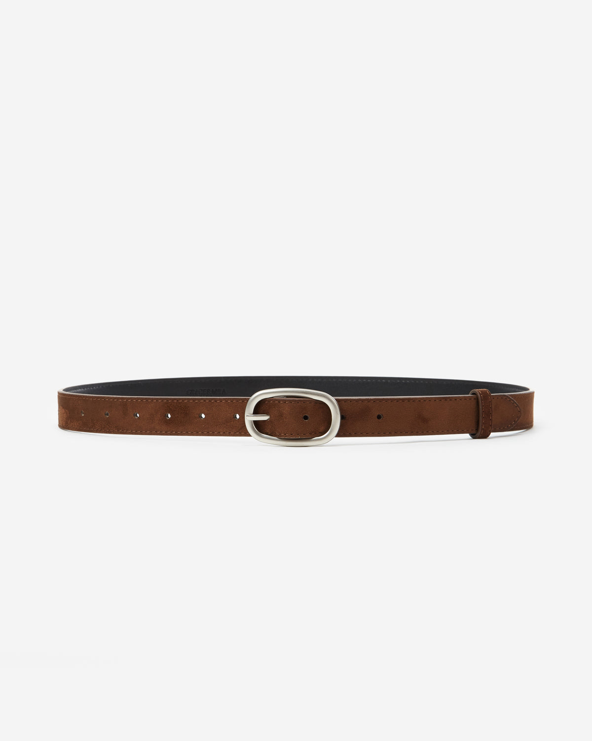 Ceinture en suédine boucle argenté chocolat Abbey