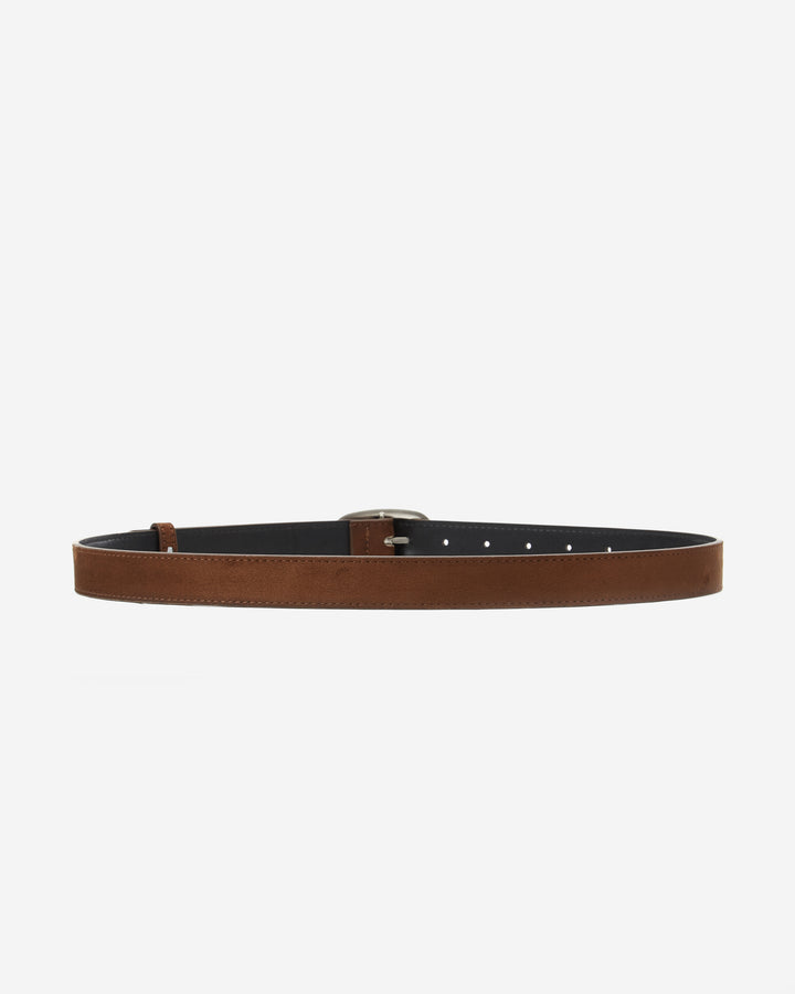 Ceinture en suédine boucle argenté chocolat Abbey