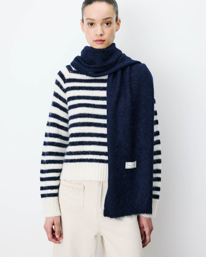 Alpaca wool-blend scarf marine Aglae