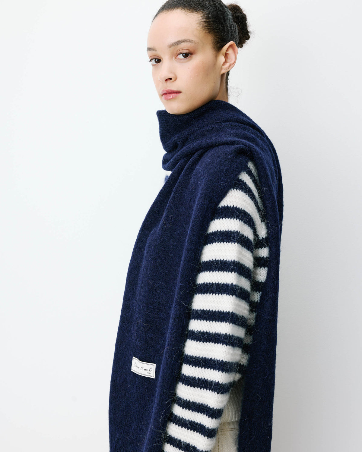 Alpaca wool-blend scarf marine Aglae