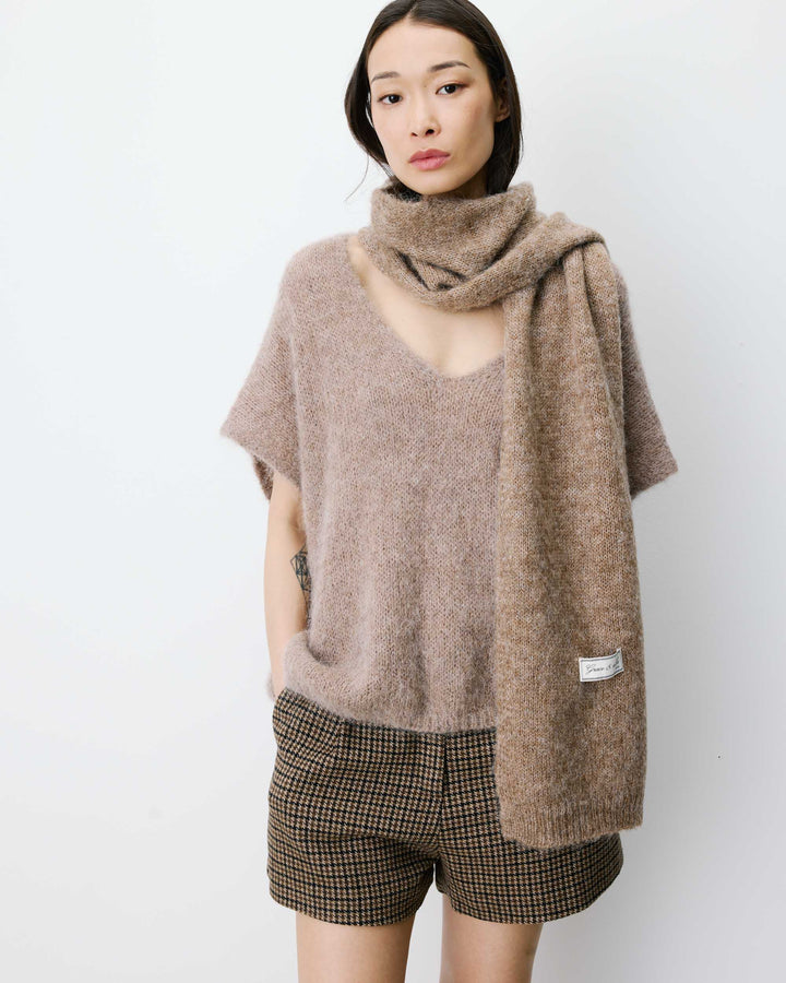 Alpaca wool-blend scarf mocha Aglae