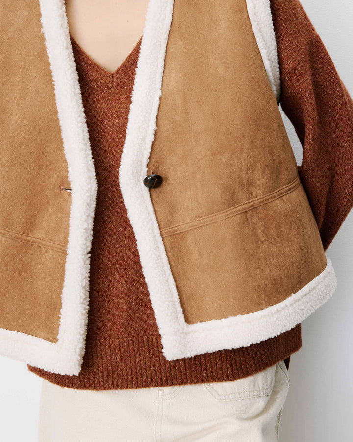 Sleeveless faux-shearling vest coffee Anya