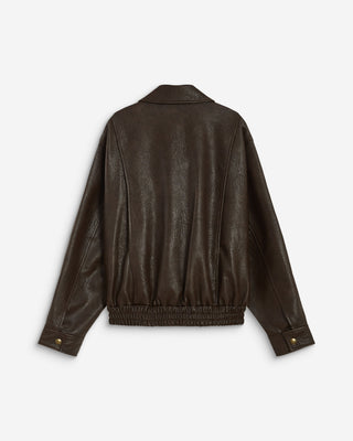 Blouson oversize similicuir à poches chocolat Axel