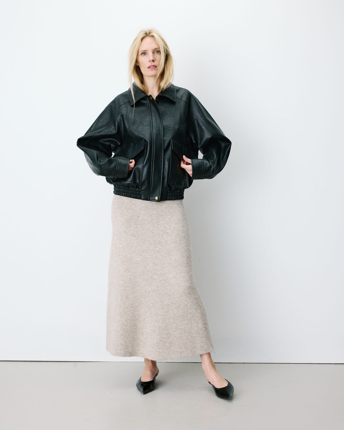 Blouson oversize similicuir à poches noir Axel