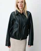 Blouson oversize similicuir à poches noir Axel