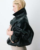 Blouson oversize similicuir à poches noir Axel