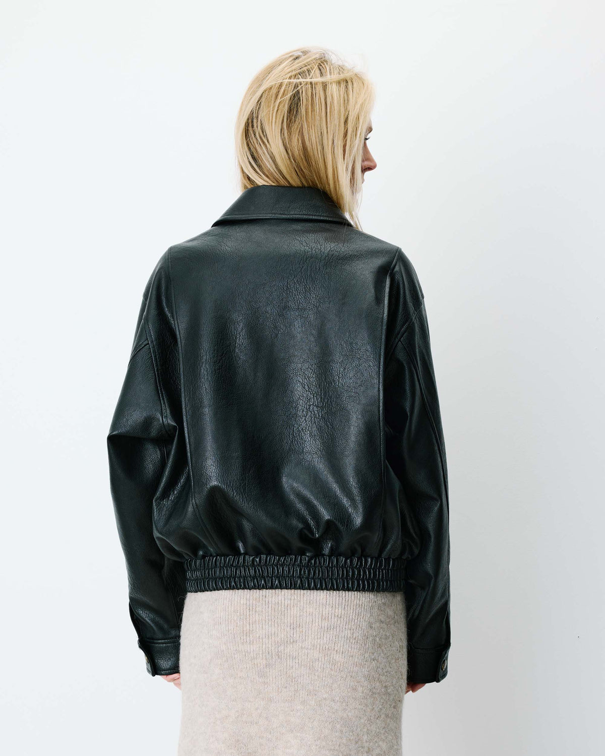 Blouson oversize similicuir à poches noir Axel